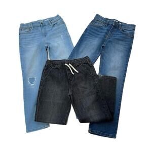 Cat & Jack Boy's 12 Straight Jeans Lot Of 3 Stretch Cotton Blend Casual Classic